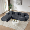 L Shaped Modular Sectional Sofa Corduroy And Movable Ottoman