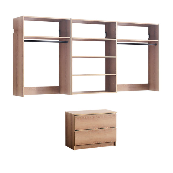 Devi - Wall Mounted Wood Closet System With Modular Versatility And Warm - Oak