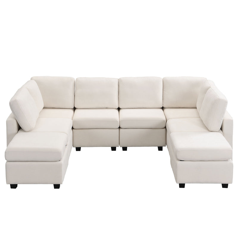 Sectional Sofa Couch Sofa Bed U-Shaped Sofa With Two Movable Ottoman And Three USB Ports For Living Room