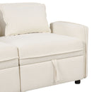 122.8" Convertible Modular Minimalist Sofa Free Combination 4 Seater Sofa Chenille Fabric Sectional sofa with 5 Pillows for Living Room, Office, Apartment, Small Space, Cream