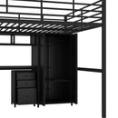 Full Size Loft Bed With Desk Set And Wardrobe - Black