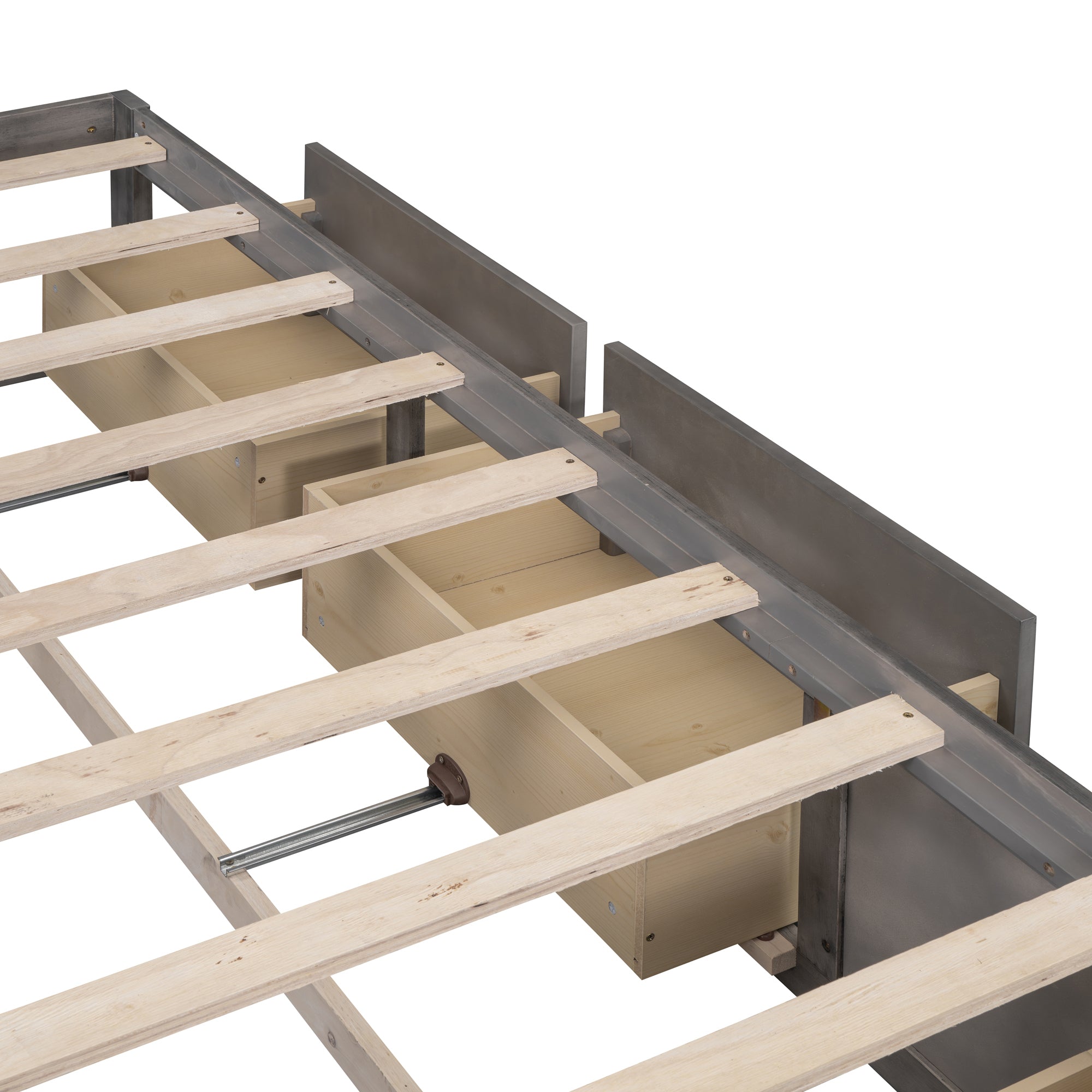 Full Size Platform Bed with 6 Storage Drawers,Antique Gray - Atlantic Fine Furniture Melbourne FL
