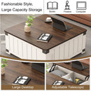 Farmhouse Style Lift Top Coffee Table With Storage And Charging Station - White Wood