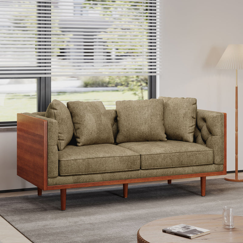 Retro Modern Loveseat With Button Tufted Upholstery