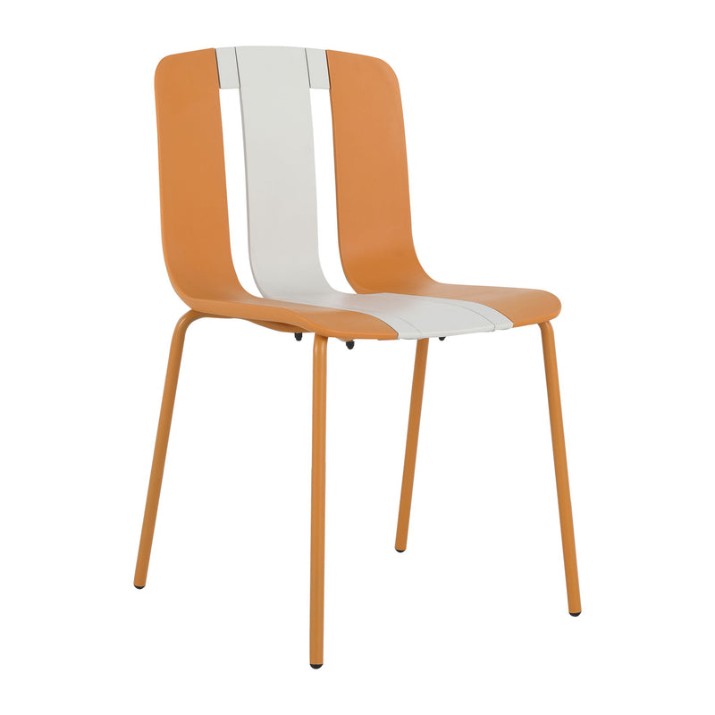 4 Piece Set Of Modern Striped Color Blocking Single Chairs With Round Table