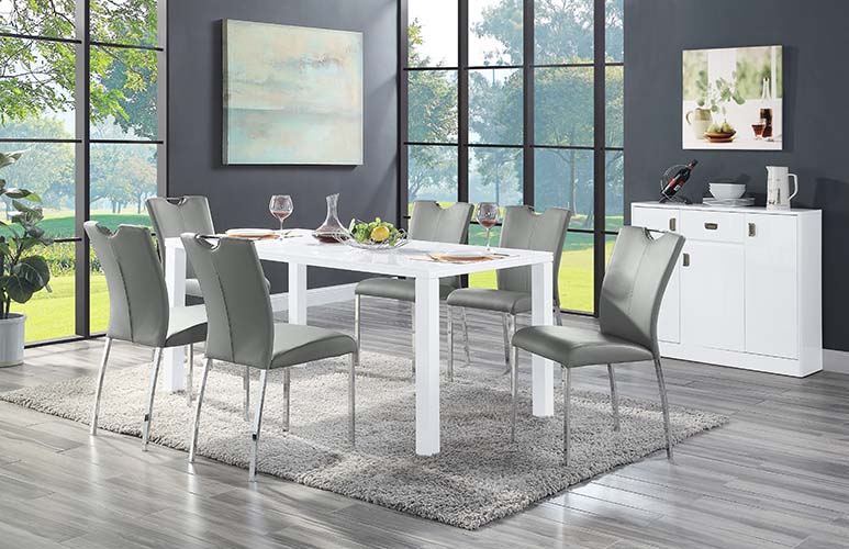 Pagan - Side Chair (Set of 2) - Gray PU & Chrome Finish - Atlantic Fine Furniture Inc
