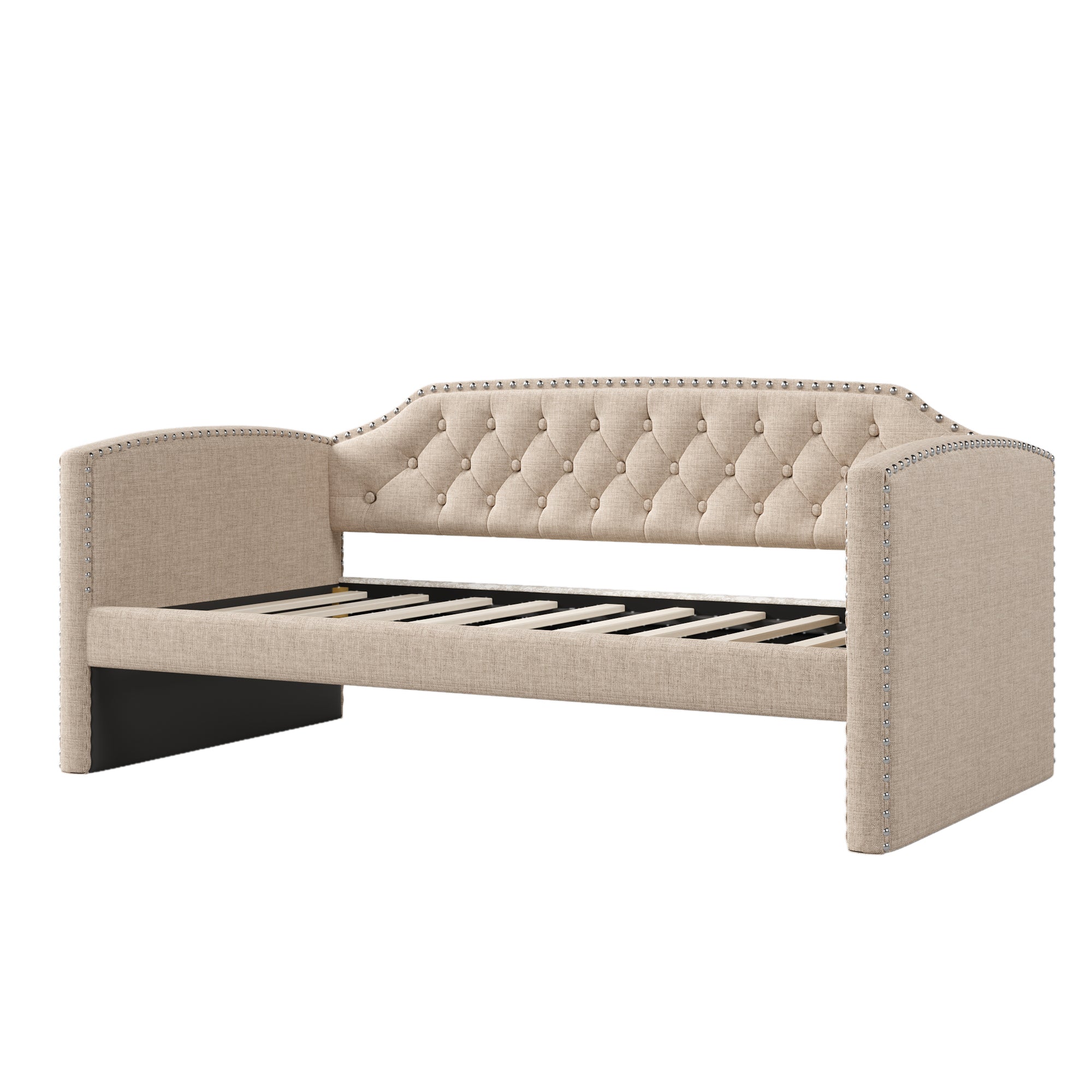 Twin Size Upholstered Daybed with Drawers for Guest Room, Small Bedroom, Study Room, Beige - Atlantic Fine Furniture Melbourne FL