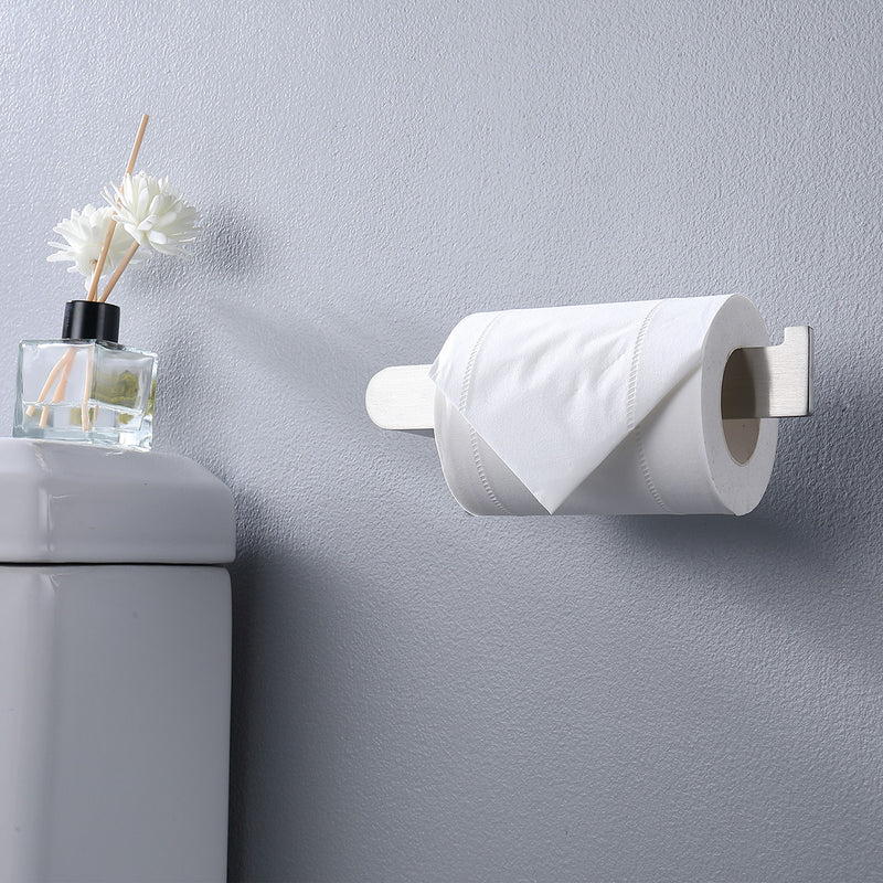 Modern Brushed Wall Mounted Bathroom Hardware Set With Robe Hook, Towel Rail, And Tissue Paper Holder
