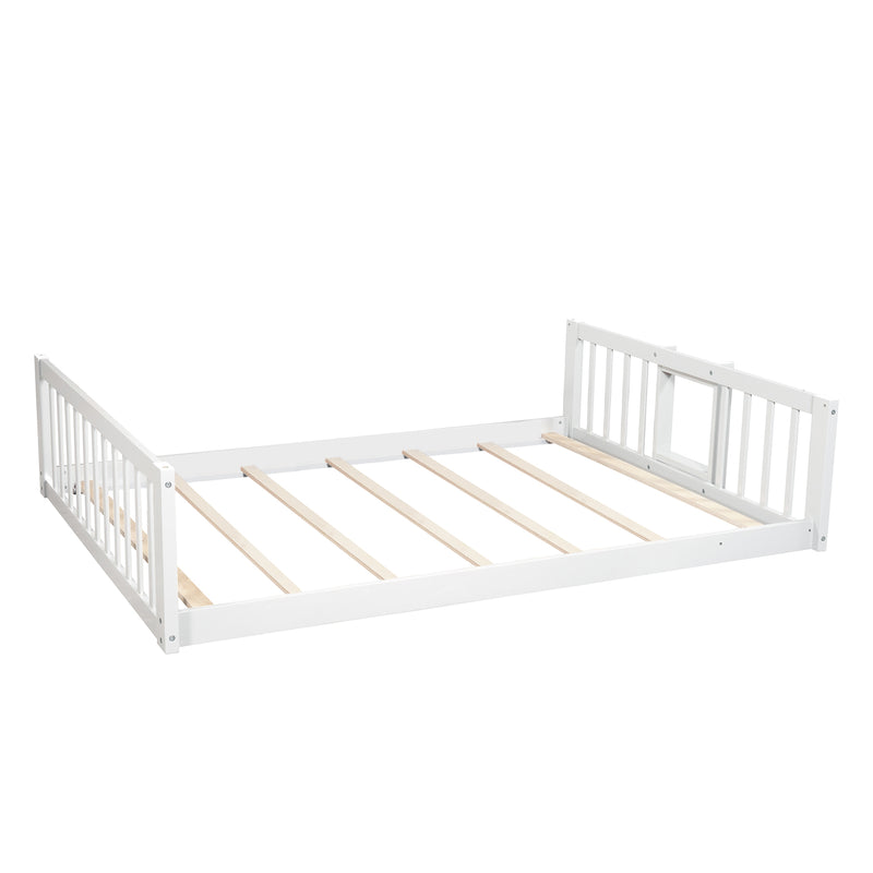 Full-Over-Full-Over-Full Triple Bed with Built-in Ladder and Slide , Triple Bunk Bed with Guardrails, White(OLD SKU :LP000052AAK)