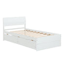 Modern Twin Bed Frame With 2 Drawers For White High Gloss Headboard and Footboard With Washed White Color