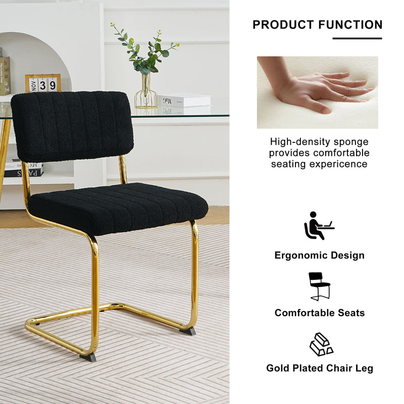 Modern Light Luxury Dining Chair With Metal Legs And Bow Design