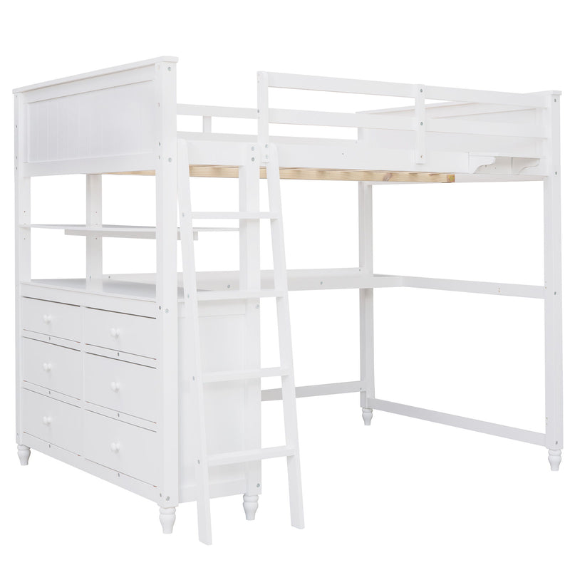 Loft Bed With Drawers With Desk And Shelves