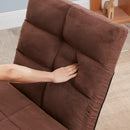 Modern Triple Fold Down Metal Frame Sofa Bed With 5 Reclining Positions And Pillow - Adjustable Upholstered Floor Couch For Gaming Or Guest Room - Brown