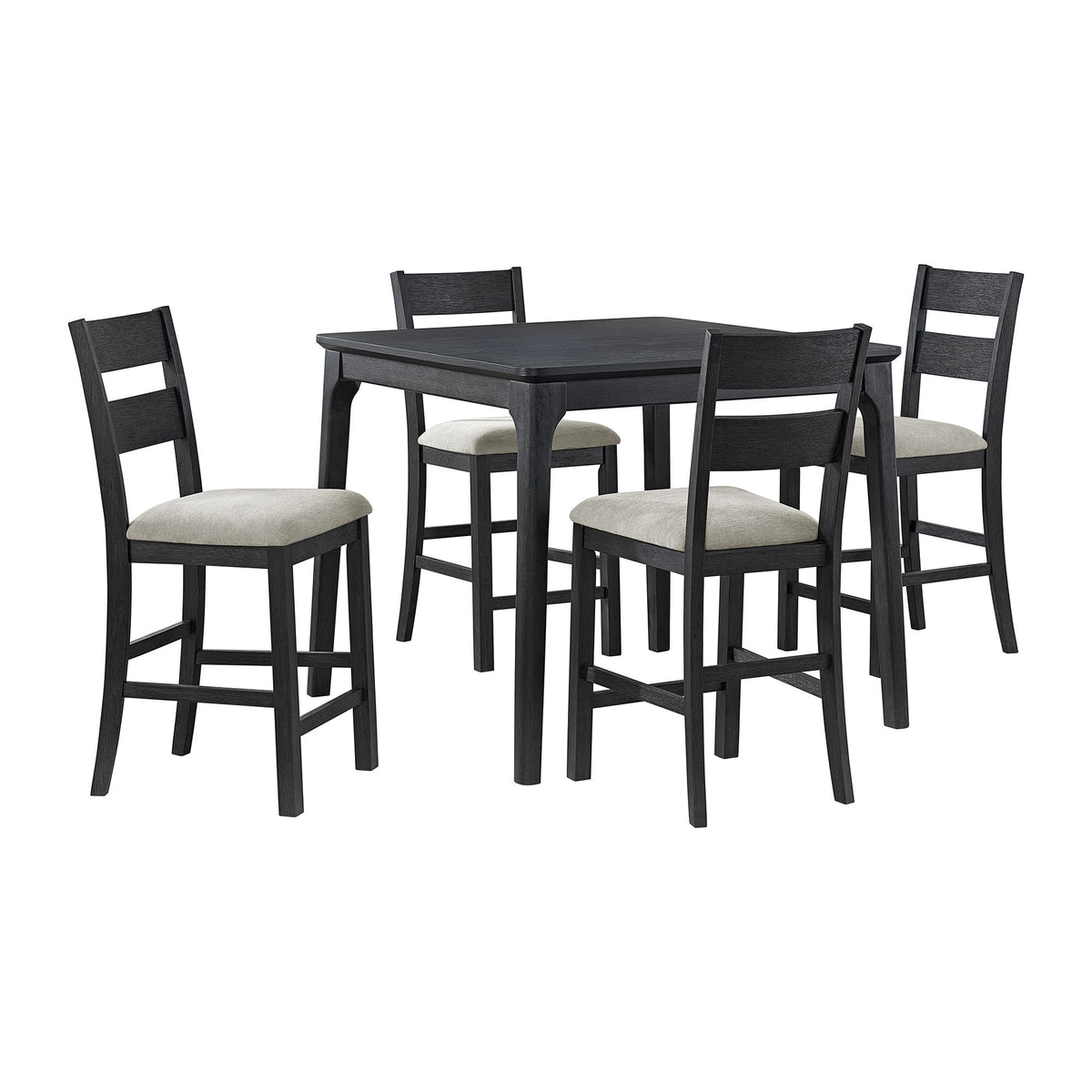 Garcia 5 Piece Counter Set With Table And 4 Chairs in Black by Elements International