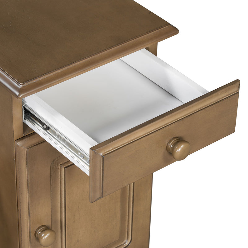 Vintage Flip Top Side Table With USB Ports