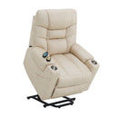 Nairi - Power Recliner With Lift & Heating & Massage - Ivory Leather Aire