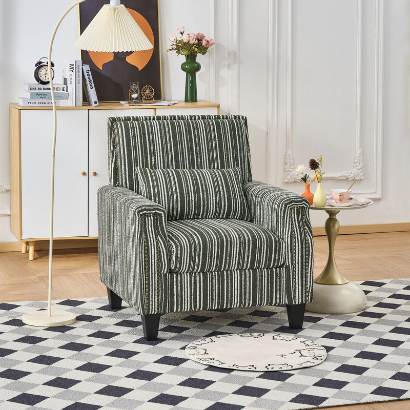 Accent Chair With Arms, Comfy Armchair For Living Room - Green