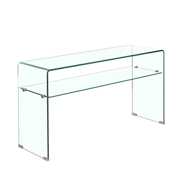 Modern Glass Console Table With Rounded Edges For Versatile Use Tempered Glass - Clear
