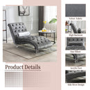 Velvet Chaise Lounge Indoor, Button Tufted Upholstered Chaise Lounge Chair With Pillow