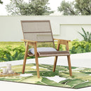 Acacia Wood Cape Woven Wicker Large Lounge Chair With Pillow For Patio, Deck, Yard, Lawn And Garden Seating Wicker (Set of 2) - Teak