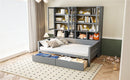 Daybed With Glass Door Storage Cabinets, Built In LED Lighting And Shelves