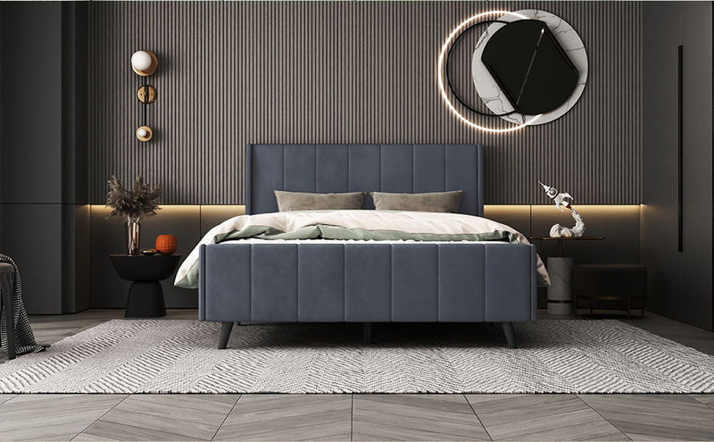 Upholstered Platform Bed, Velvet