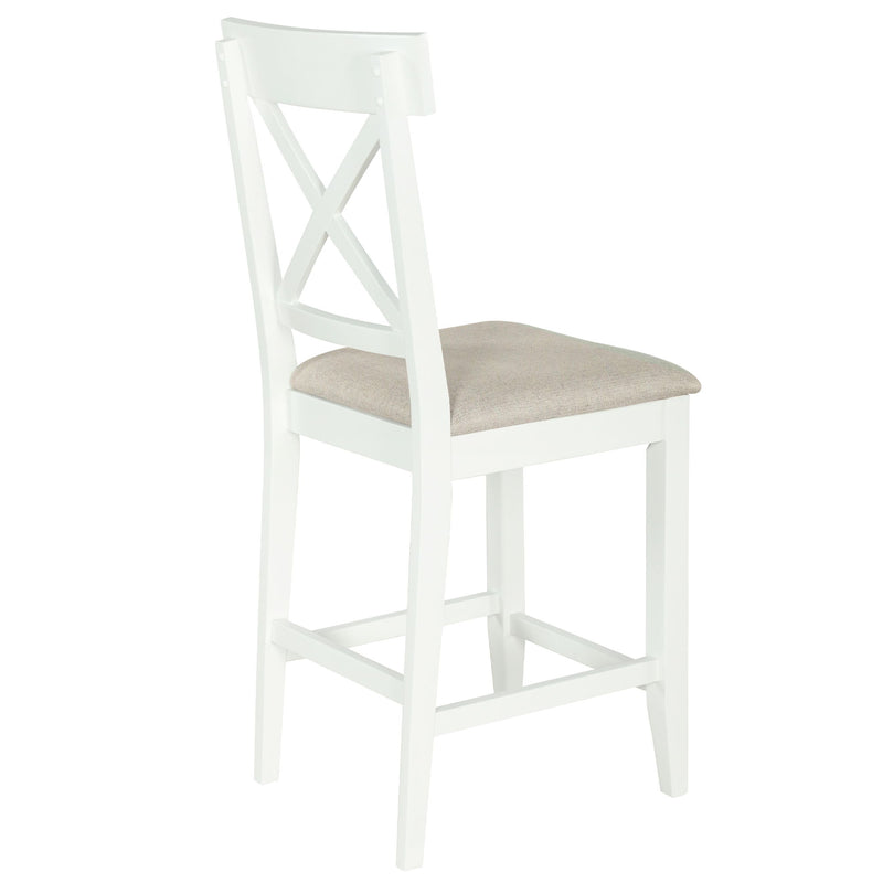 Solid Wood Farmhouse Counter Height Dining Table Set With 3 Tier Storage Shelves