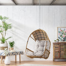 Outdoor / Indoor Wicker Hanging Chair With 8Ft Chain - Light Brown / Beige
