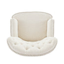 Vintage Style Club Chair, Granular Plush Fabric, Rubber Wood Legs - Almond