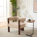 Modern Upholstered Accent Arm Chair With Barrel Back Design