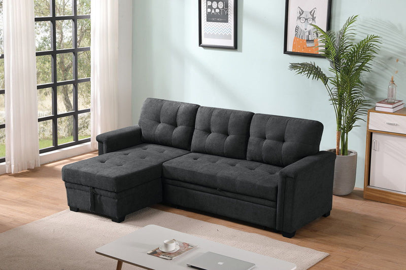 Ashlyn - Sleeper Sectional Sofa Chaise With USB Charger And Tablet Pocket - Dark Gray