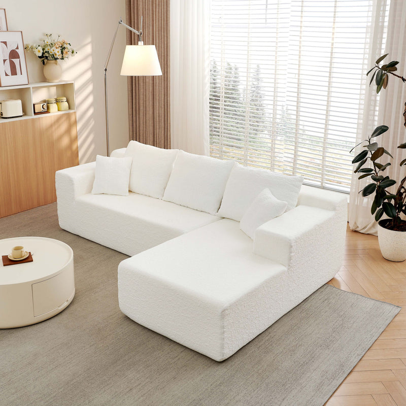 Cloud Sectional Couch With L Shape Chaise, Deep Seat - White