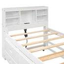 Platform Bed With Storage Headboard, USB, Trundle And 3 Drawers