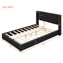 Upholstered Platform Bed With Strips - Black