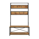 Rustic X-Back Hall Tree With Bench