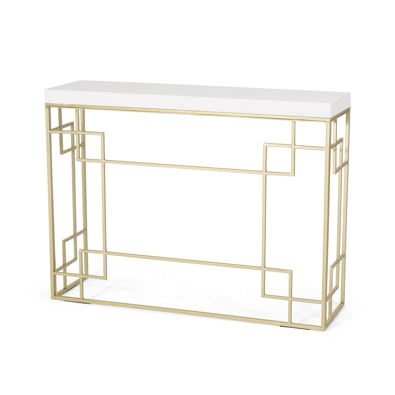 Modern Glam Console Table With Geometric Design - Gold