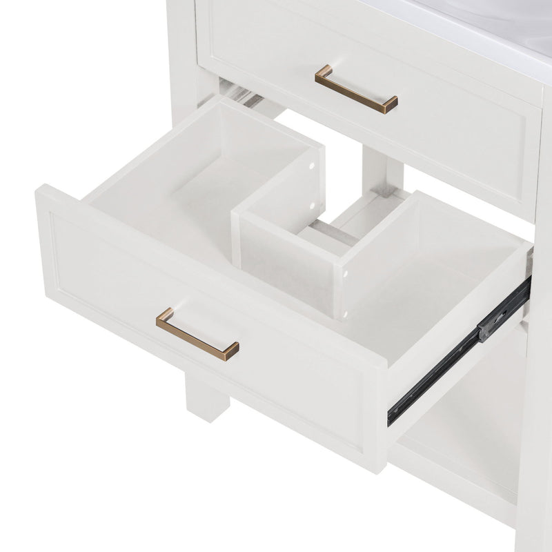 Bathroom Vanity With Top Sink, Modern Bathroom Storage Cabinet With 2 Drawers, Single Sink Bathroom Vanity