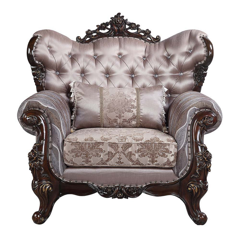 Benbek - Chair - Fabric & Antique Oak Finish - Atlantic Fine Furniture Inc