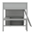 Full size Loft Bed with Desk, Shelves and Wardrobe-Gray