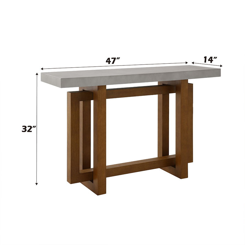 Keven - Sofa Table - Faux Concrete Top & Walnut  Finish