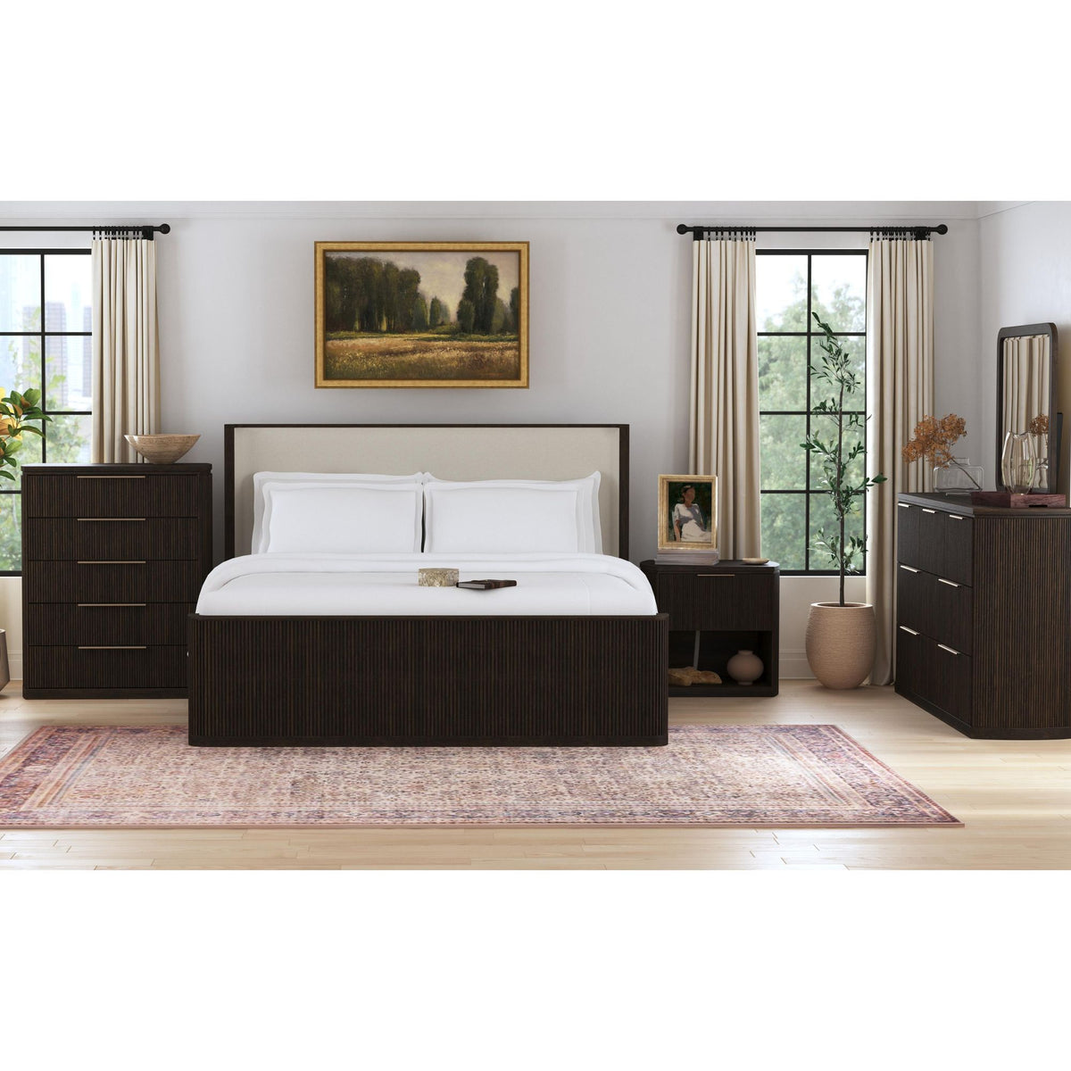 Sylvie Upholstered Bed in Dark Brown by Elements International, view 17