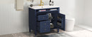 Bathroom Vanity With Top Sink, Modern Bathroom Storage Cabinet, 2 Drawers And A Tip-Out Drawer, Single Sink Bathroom Vanity - Blue