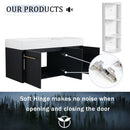 Modern Chestnut Wall Mounted Bathroom Vanity With Left Resin Sink And Storage Rack - Black Chestnut