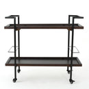 Modern Industrial Bar Cart With Shelving And Casters