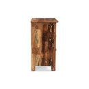 Recycled Wood Side Table With Drawer And Door - Natural