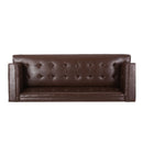 Mid Century Modern 3 Seater Sofa With Tufted Stitching - Dark Brown