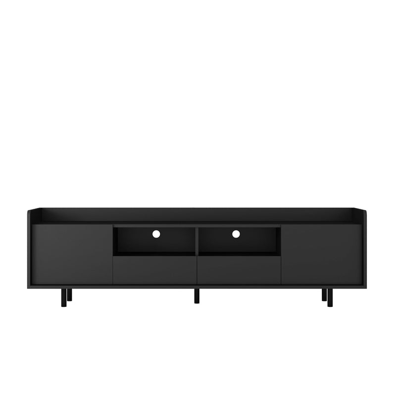 High Gloss TV Stand With LED Light For TVs, Modern Home Entertainment Center With Open Shelves And Drawers, Media Console TV Stand For Living Room - Black