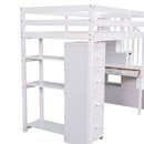 Loft Bed With Storage Drawers, Desk And Stairs With Shelves