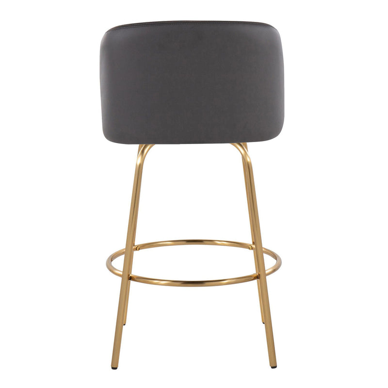 Toriano - Contemporary, Fixed Height Counter Stool With Swivel With Round Footrest (Set of 2)
