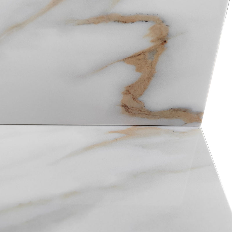 Sintered Stone Bathroom Vanity Top With 4" Backsplash And 22" Sidesplash - Carrara White